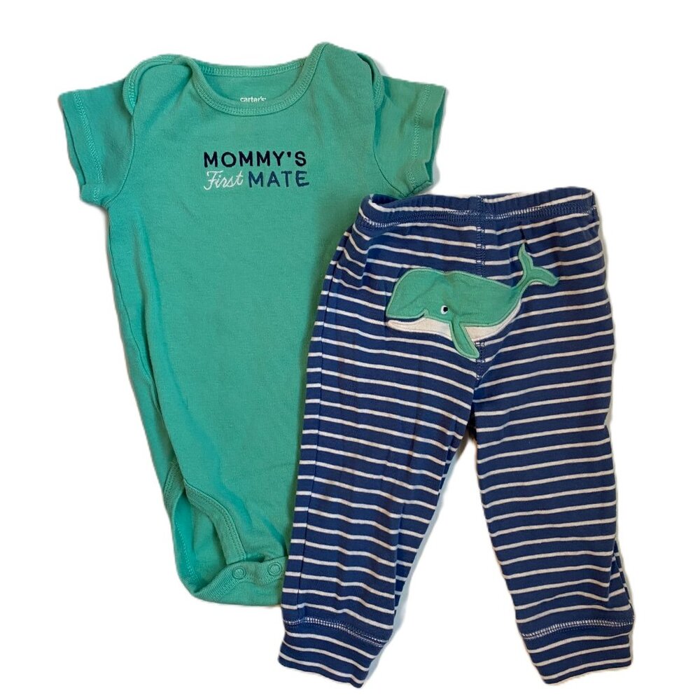 🐋 Nautical Outfit Set 6M Short Sleeve Bodysuit Long Pant